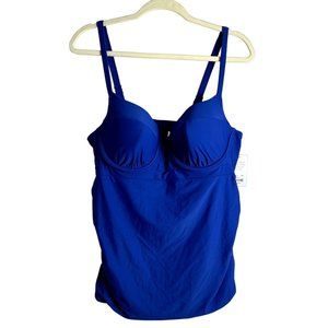 SWIM by Cacique Blue Lightly Lined Balconette Tankini Top Size 40C Adjustable